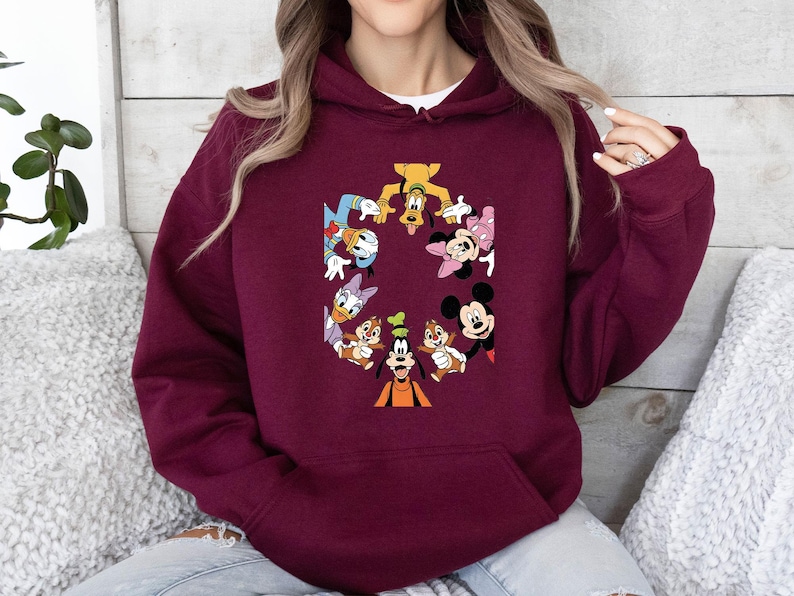 Disney Friends Hoodie, Disney Mouse Friends, Vintage Movie Hoodie, Disney World Hoodie, Cute Minnie Hoodie, Funny Cartoon Jumper image 3