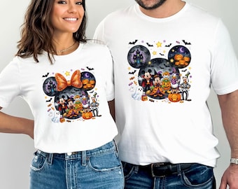 Mickey Mouse Halloween Shirts, Autumn Couples T-shirt, Minnie Mouse Fall Pumpkin, Kids Halloween