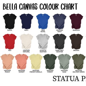 the bella canvas color chart for a t - shirt
