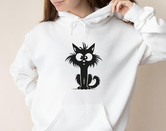Sudadera con capucha de gato, sudadera con capucha de gato negro, regalo para dueños de gatos, sudadera con capucha de gato para niños, regalo para amantes de los gatos, sudadera con capucha para mamá gata, sudadera con capucha para papá gata, suéter divertido para gatos, suéter para gatos