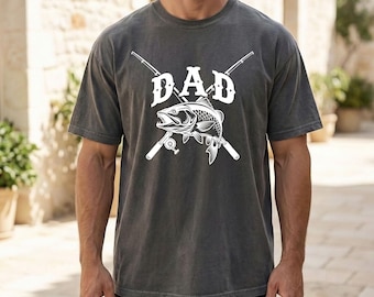 T-shirt papa pêcheur Comfort Colors®, cadeau pêcheur, cadeau fête des pères, chemise poisson, cadeau pour papa