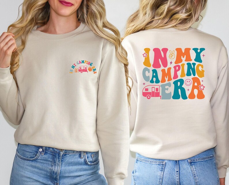 Sudadera Camping Era, suéter para camper, suéter vacacional, vida en caravana, suéter de aventura, sudadera de naturaleza, regalo para camping, regalos para camper imagen 2