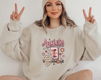 Anxiety Sweatshirt, Mental Health Jumper, Funny Sweatshirt, Anxiety Gift, Quote Sweater, Skeleton Hand Top, Aesthetic Sweater, Autism Top