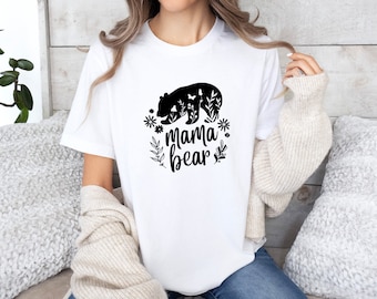 Mama Bear Shirt, Floral Mama Tshirt, Wildflower Shirt, Bear Lover Gift, Mothers Day Shirt, Mama Birthday Gift, Mama To Be, New Mummy Shirt