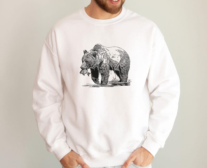 Pull ours, Pull animal rigolo, Cadeau pour amoureux de la nature, Cadeaux ours, Pull d'extérieur, Pull faune sauvage, Pull nature, Pull aventure image 3