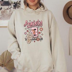 Anxiety Hoodie, Mental Health Hoodie, Anxiety Gift, Quote Hoodie, Skeleton Hand Top, Funny Womens Jumper, Inspirational Top, Kids Hoodie image 2