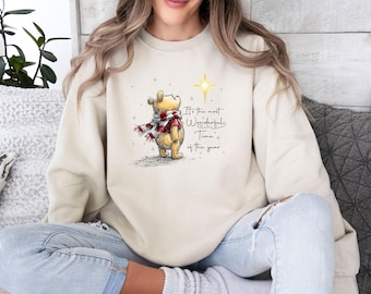 Sweat-shirt Winnie l'Ourson de Noël, Pull de Noël, C'est la plus belle période de l'année, Joyeux Noël, Noël dessin animé, Haut de Noël pour enfants