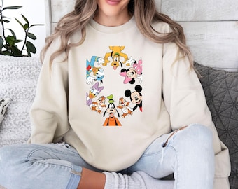 Disney Friends Sweatshirt, Disney Family Sweater, Disney Christmas, Funny Cartoon Sweatshirt, Disney Mouse Friends, Mickey and Friends