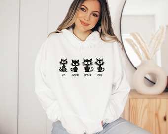 Sudadera con capucha de gato negro, regalo para dueños de gatos, amantes de los gatos, regalo para mamás de gatos, sudadera con capucha para amantes de los gatos, suéter divertido para gatos, sudadera con capucha para niños, camiseta para papás felinos