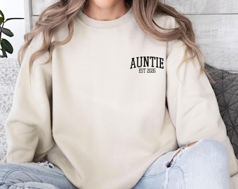 Sudadera para tía, suéter personalizado para tía, jersey para tía primeriza, Navidad para tía, regalo de cumpleaños para tía, regalo para tía primeriza, mejor regalo para tía, futura tía