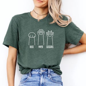 Chemise ciseaux papier pierre, chemise patte de chat drôle, cadeau pour amoureux des chats, chemise propriétaire de chat, chemises pattes de chat, cadeau pour maman chat, tee-shirt maman chien