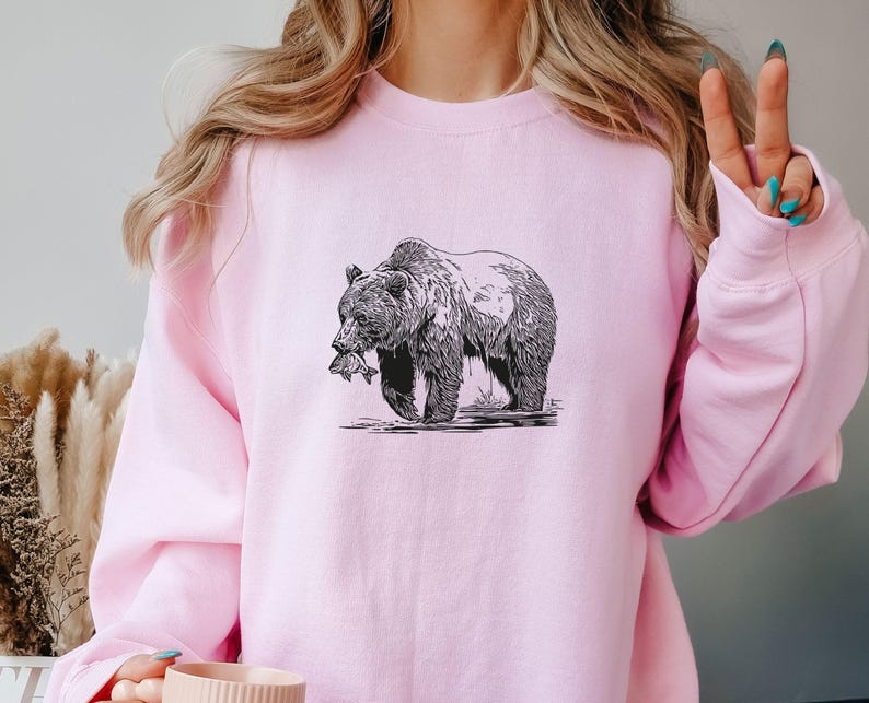 Pull ours, Pull animal rigolo, Cadeau pour amoureux de la nature, Cadeaux ours, Pull d'extérieur, Pull faune sauvage, Pull nature, Pull aventure image 2
