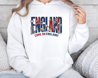 Sweat à capuche fan d'Angleterre, allez, Angleterre ! Haut, pull de football, sweat à capuche Coupe du monde 2026, tenues pour le jour du match