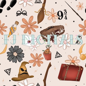 Floral | Magic | Tan Digital Seamless Pattern