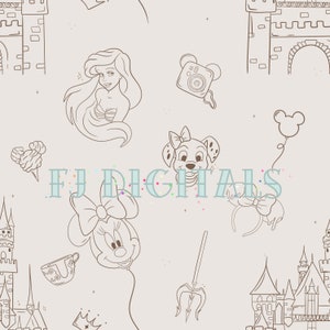 Magical Parks | Neutral | Digital Seamless Pattern