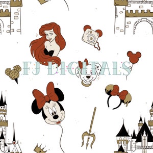 Delicate | Vacation in the Parks | Castle | Digital seamless pattern