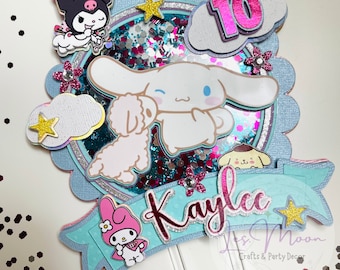 Adorno para tarta de Cinnamoroll Shaker, decoración personalizada para fiesta de cumpleaños