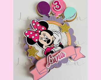Adorno para tarta de Minnie Mouse hecho a mano: decoración personalizada para fiesta de cumpleaños