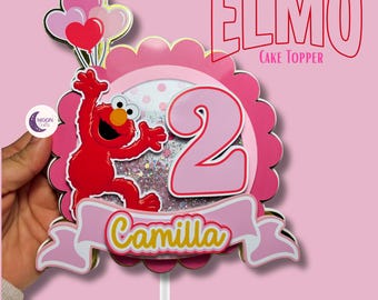 Adorno personalizado para tarta de Elmo – Estilo Shaker