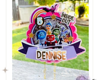 Adorno para tarta con temática de Inside Out hecho a mano: decoración personalizada para fiestas de cumpleaños