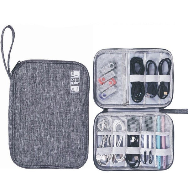 Waterproof Travel Cable Organiser Bag Electronic Accessories Storage Carry Pouch Case for Charger, Memory Card, Power Bank, Hard Drive,Cable