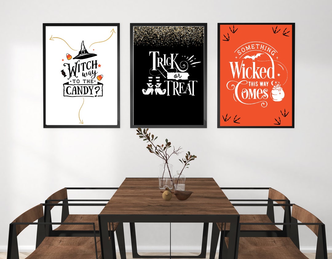 Halloween Wall Art Set Of 3 Halloween Prints Trick Or Treat Art Halloween Wall Art Set Of 3 Halloween Prints Trick Or Treat Art