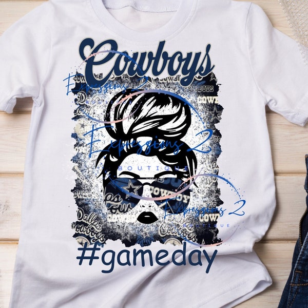 Cowboys, How 'bout them Cowboys, Dallas Cowboys, Blue, Silver, Messy Bun, Aviators, Bleach, White, Lips, Woman, Mom