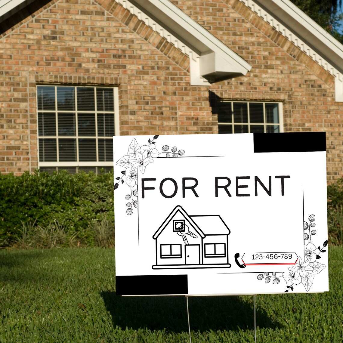 For Rent/white and Black Yard Sign/for Rent Yard Sign/house for Rent