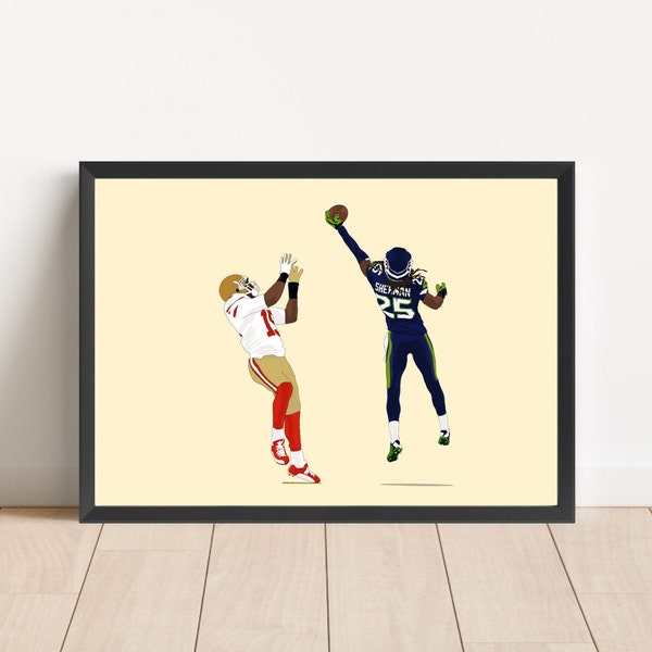 Seattle Seahawks - Richard Sherman iconic pass deflection A4 NFL print