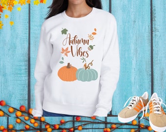 Autumn Vibes Sweatshirt, Cute Pumpkin Fall Season Sweater