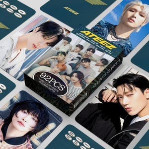 Ateez 60Pcs & 32 Stickers /Pack Fan-made Lomo Photocard  |  THE World EP.1  Movement Guerrilla  | The World EP. Fin Will ateez