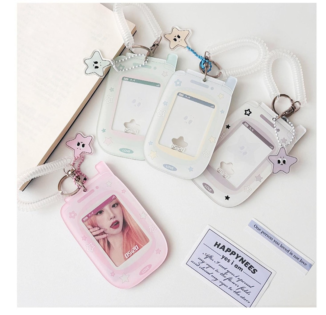 K-POP Acrylic Mini Photocard Holder Korean Style Keychain Id Badge PC ...