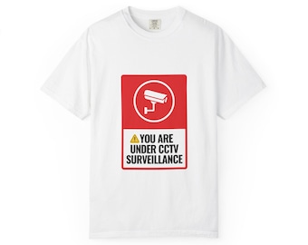 CCTV Surveillance Street Sign T-Shirt | Funny Minimalist Graphic Tee | WARRIOR XIXI