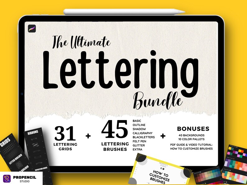 Procreate Lettering Brushes, Lettering Brush Set, Calligraphy Brushes