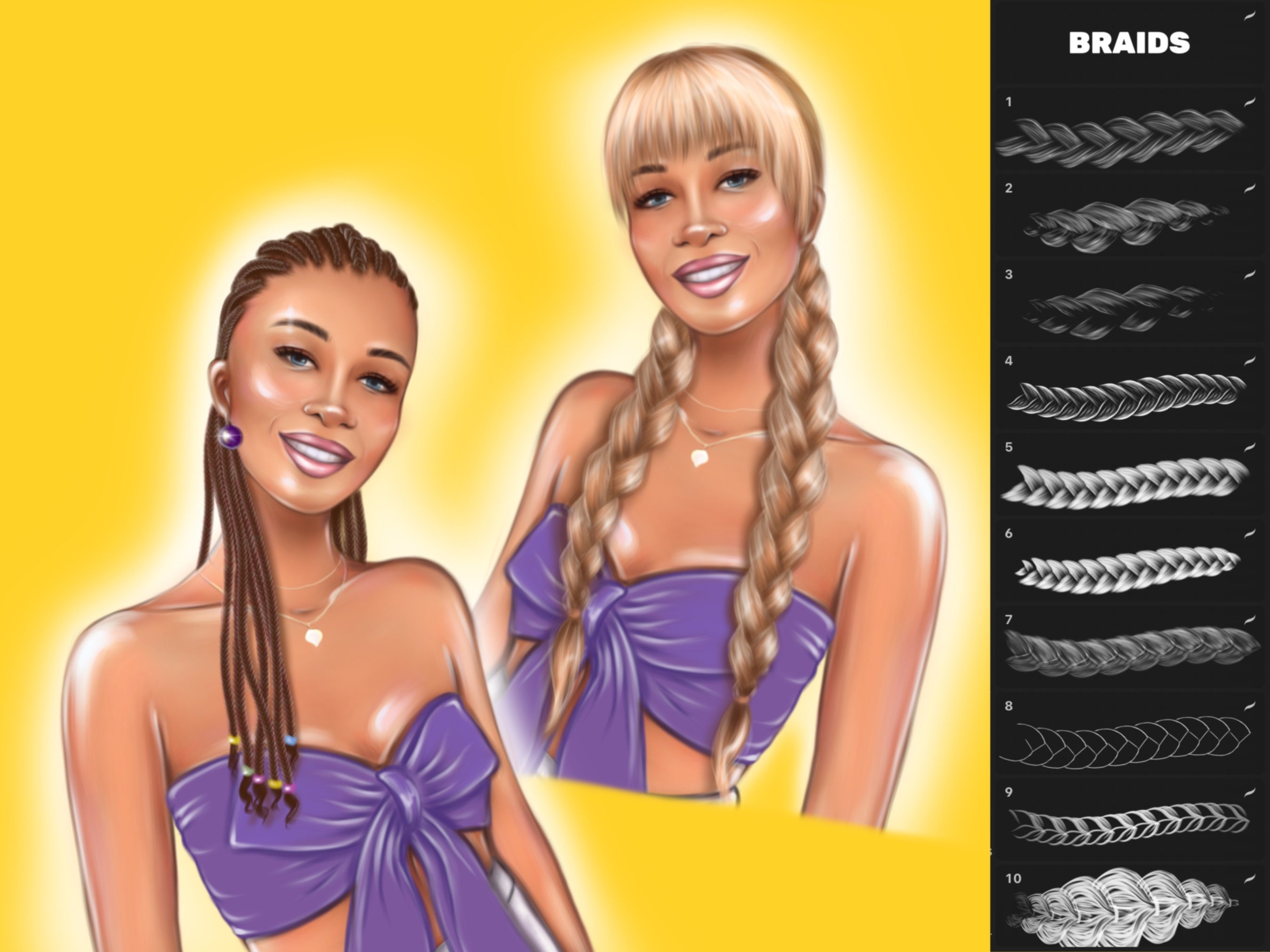 Procreate Hair Brushes Procreate Hair Brush Set Straight Etsy