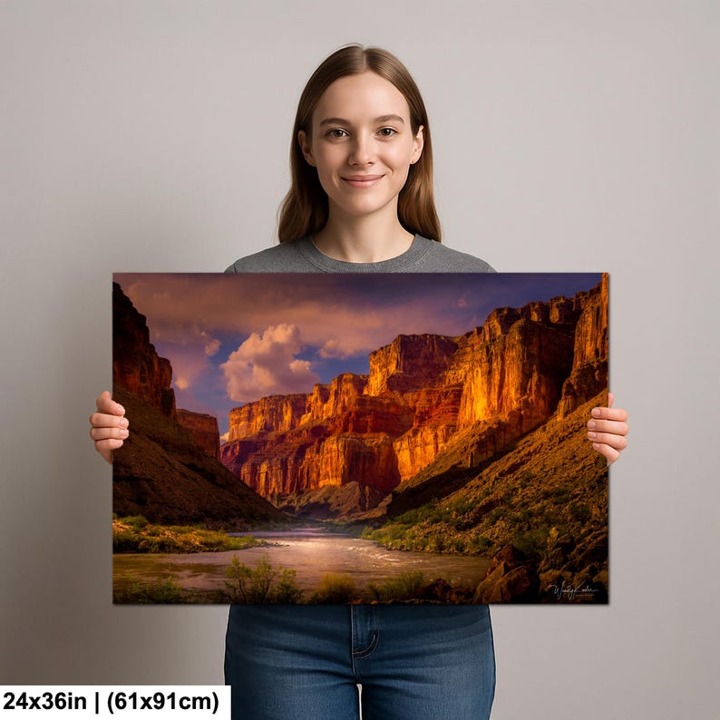 Grand Canyon Sunrise Wall Art: Colorado River Landscape Photography 24x36 Inches