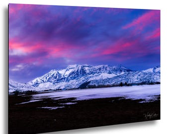 Mount Timpanogos Sunset Photo Print: Utah Winter Mountain Art