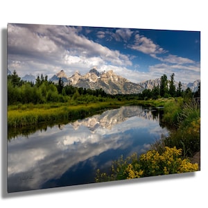 Teton Mountain Reflection Photo, Schwabacher’s Landing Wall Art, Rustic Sunrise Landscape Print, Wyoming Adventure Decor, Nature Photography