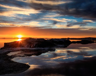 Salt Lake Sunset Photography Print, Stansbury Park, Utah