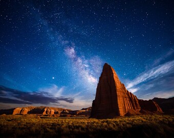 Milky Way Over Temple of the Sun Print - Capitol Reef Astrophotography
