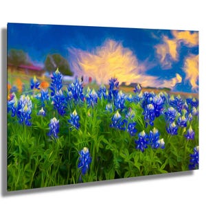 Texas Bluebonnets Malerischer Druck, Wildblumen Frühling Blumen Fotografie, Natur Wandkunst auf Papier, Leinwand, Acryl, Metall Panel Prints