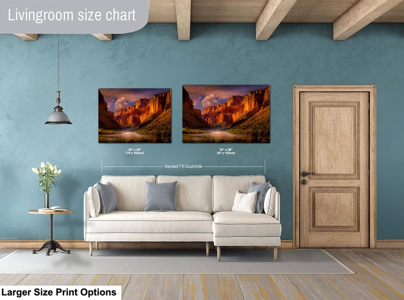 Grand Canyon Sunrise Wall Art: Colorado River Landscape Photography 40x60 Inches