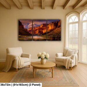 Grand Canyon Sunrise Wall Art: Colorado River Landscape Photography 36x72 Inch (3 Panel)