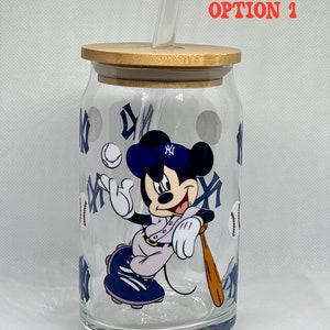 Mouse baseball, character baseball glass can, bear baseball, glass can, libbey cup.