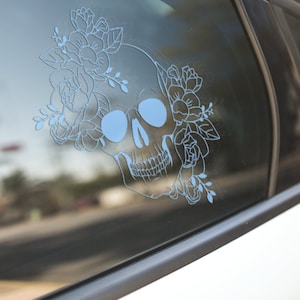 Skull and Roses Skeleton Decal - Sticker for Cars, Laptop, Vehicle, Custom.