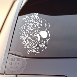 Skull and Roses Skeleton Decal - Sticker for Cars, Laptop, Vehicle, Custom.