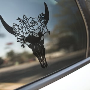 Floral Bull Skull Decal