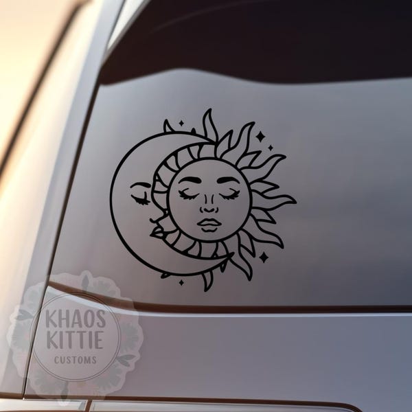 Sun & Moon Embrace Decal - Sticker for Cars, Laptop, Vehicle, Custom.