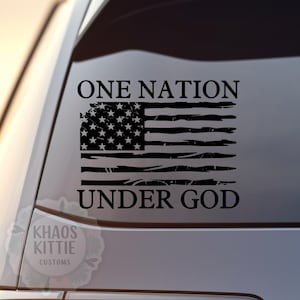 One Nation Under God Patriotic Decal - Sticker for Cars, Laptop, Vehicle, Custom.