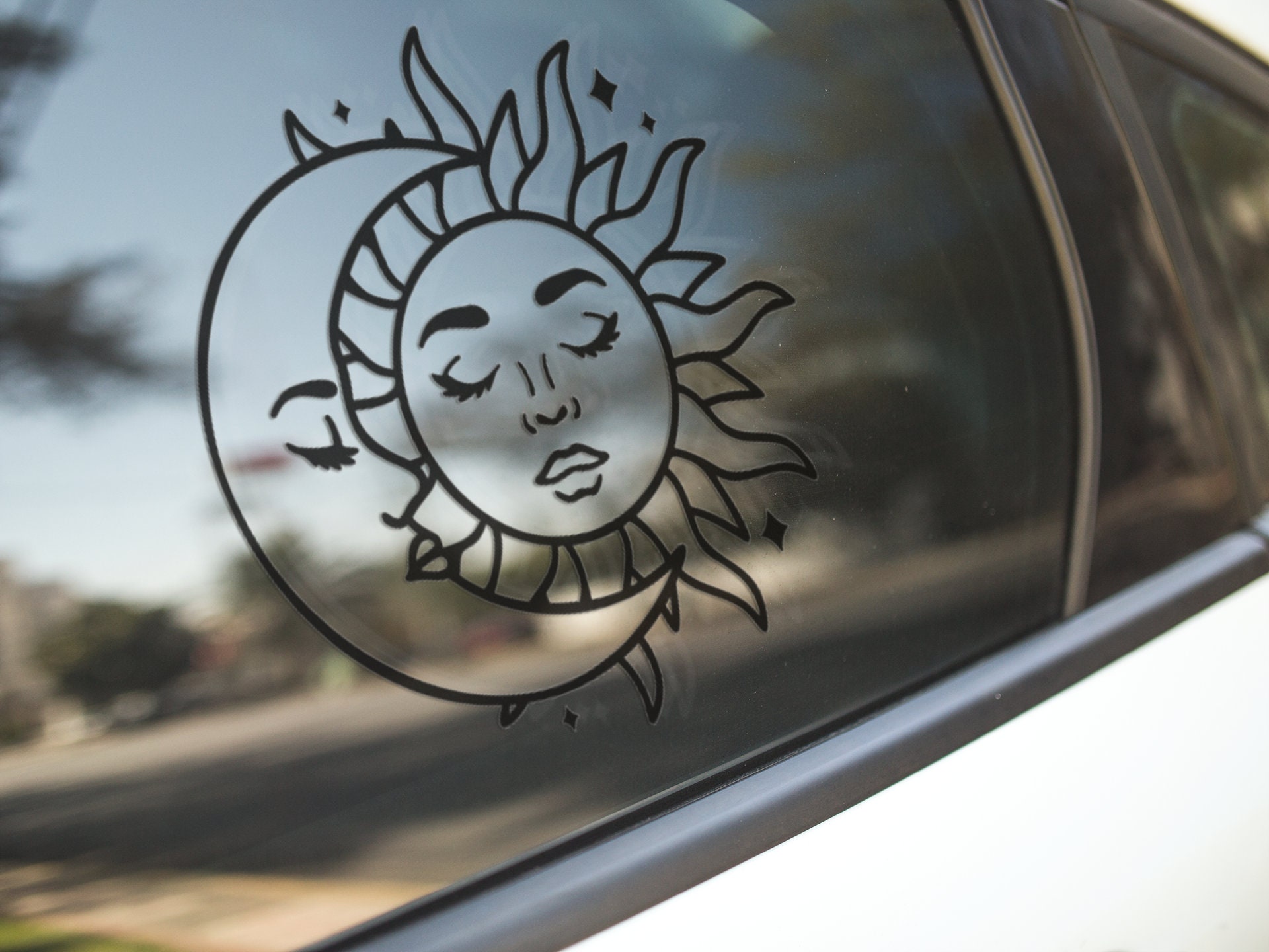 Sun & Moon Embrace Decal - Sticker for Cars, Laptop, Vehicle, Custom.
